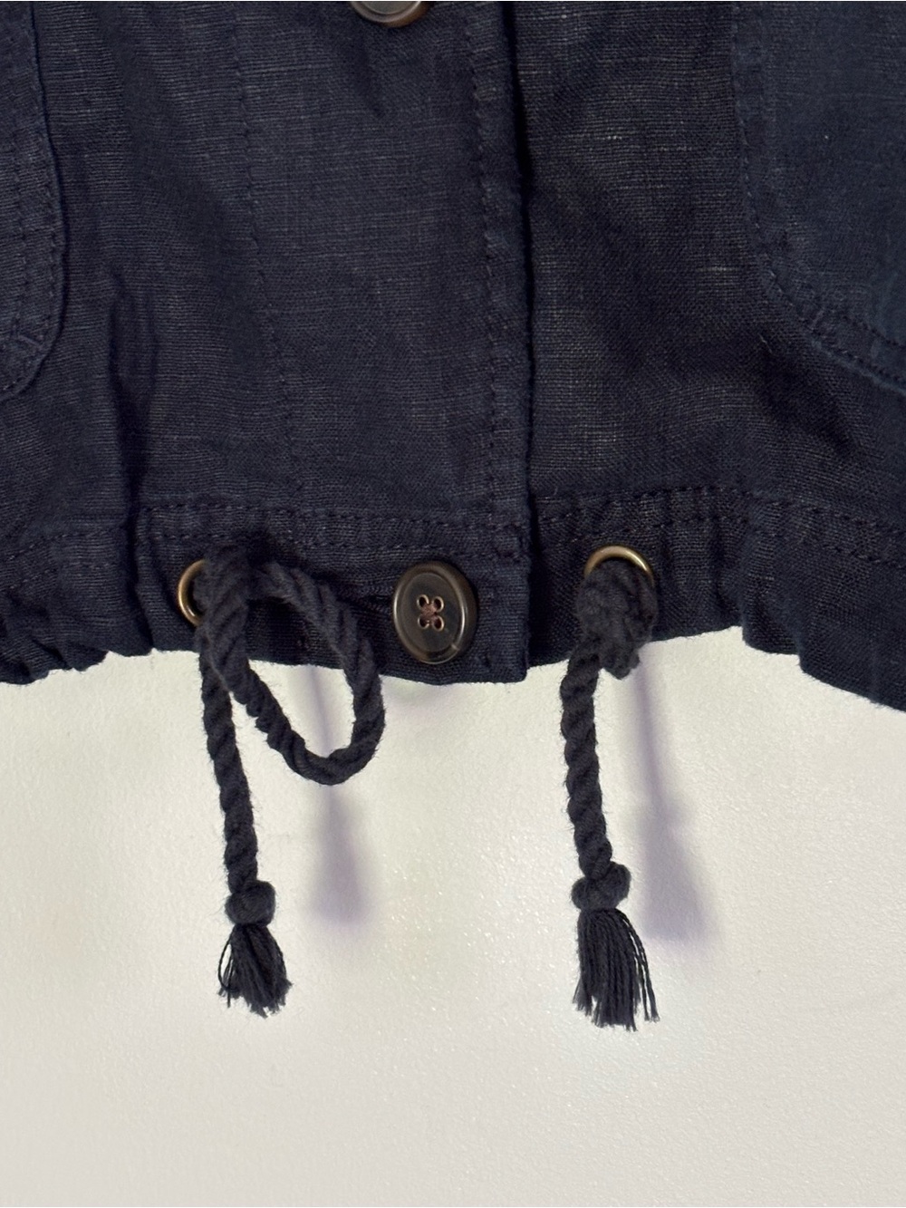 Talbots Women’s Navy Blue 100% Linen Button Front Utility Field Jacket XL - Picture 11 of 16